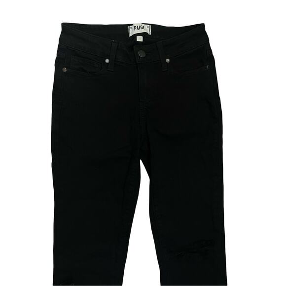 PAIGE Jeans Black Verdugo Crop Distressed Destroyed Women's size 25 - Picture 2 of 6